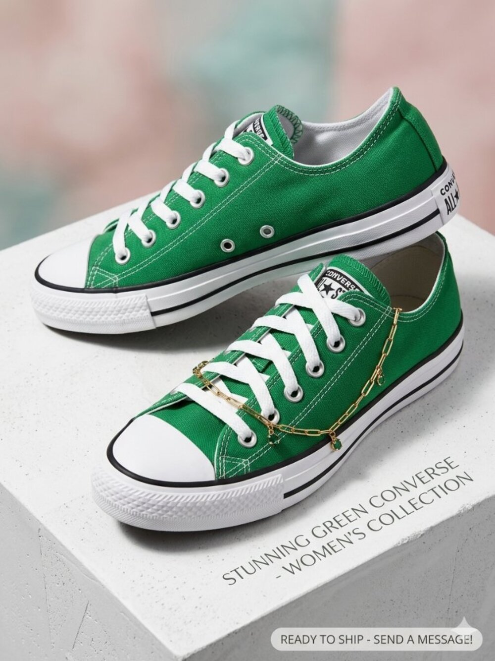 Green Canvas Low-Top Sneakers - Women